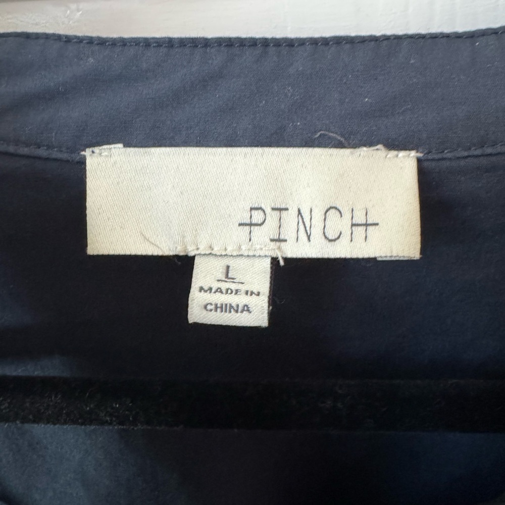 PINCH "All That You Love" Navy Smocked Cotton Blouse Size Large - Picture 7 of 10